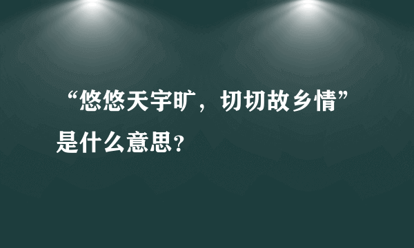 “悠悠天宇旷，切切故乡情”是什么意思？