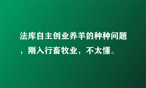 法库自主创业养羊的种种问题，刚入行畜牧业，不太懂。