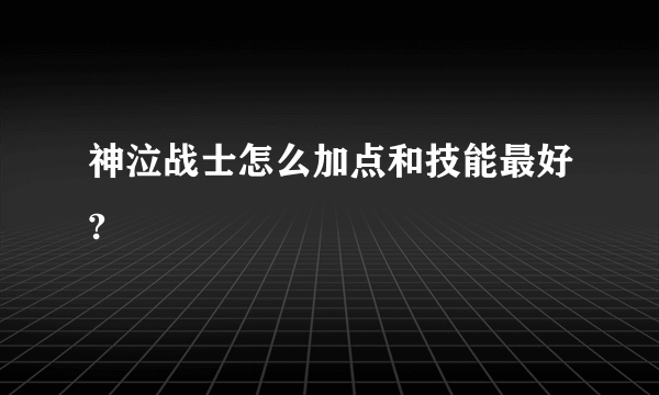 神泣战士怎么加点和技能最好?