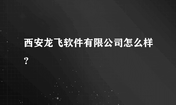 西安龙飞软件有限公司怎么样？