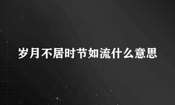 岁月不居时节如流什么意思