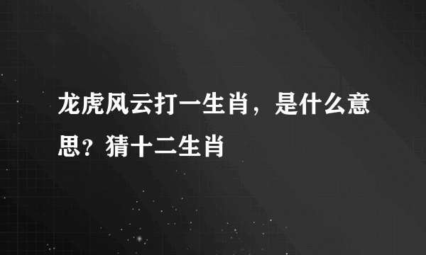 龙虎风云打一生肖，是什么意思？猜十二生肖