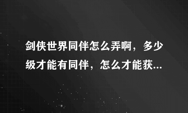 剑侠世界同伴怎么弄啊，多少级才能有同伴，怎么才能获得？谢谢