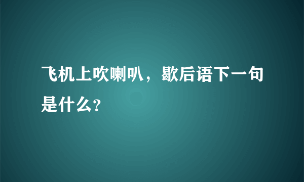 飞机上吹喇叭，歇后语下一句是什么？