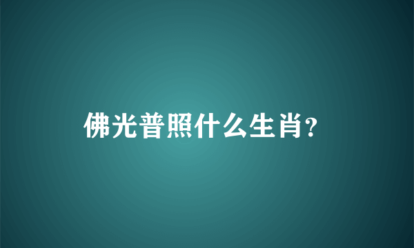 佛光普照什么生肖？