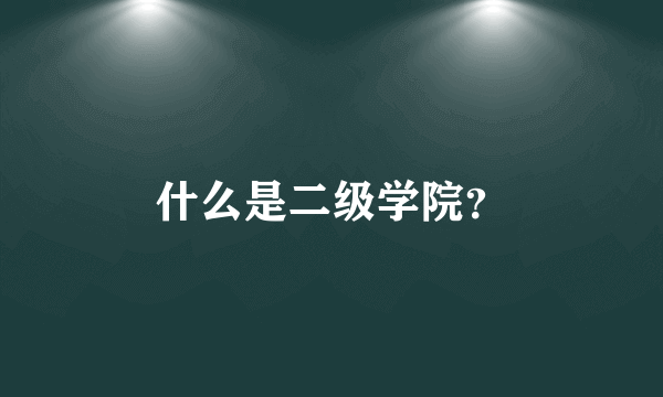 什么是二级学院？