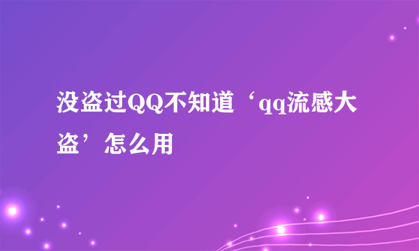 没盗过QQ不知道‘qq流感大盗’怎么用