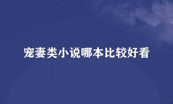 宠妻类小说哪本比较好看