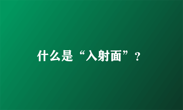 什么是“入射面”？