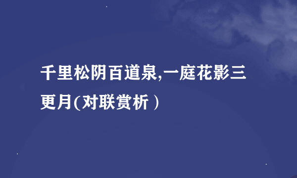 千里松阴百道泉,一庭花影三更月(对联赏析）