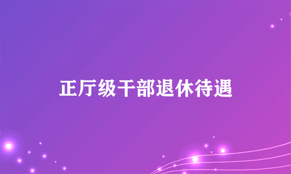 正厅级干部退休待遇