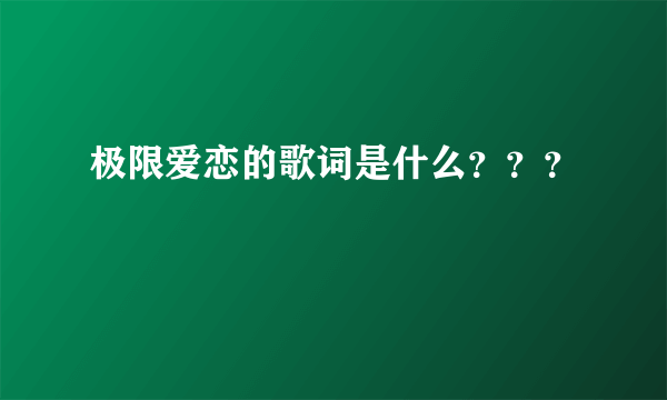 极限爱恋的歌词是什么？？？