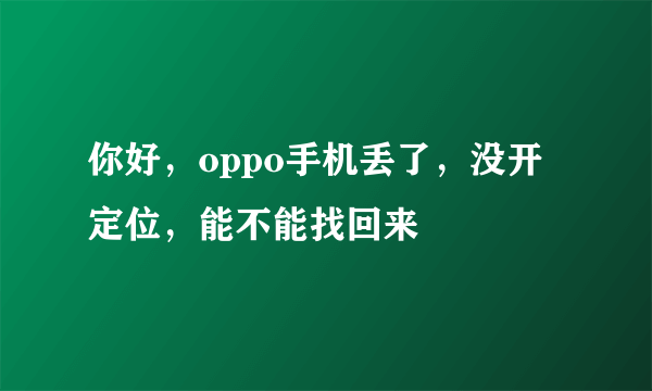 你好，oppo手机丢了，没开定位，能不能找回来