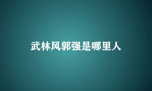 武林风郭强是哪里人