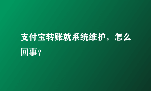 支付宝转账就系统维护，怎么回事？