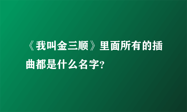 《我叫金三顺》里面所有的插曲都是什么名字？