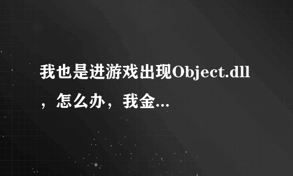 我也是进游戏出现Object.dll，怎么办，我金山卫士我也下了，毒也杀了，还是不行怎么办？