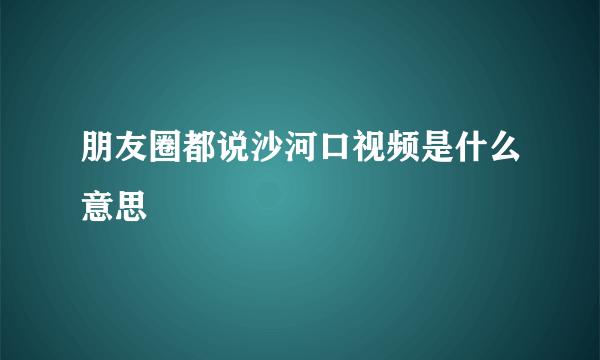 朋友圈都说沙河口视频是什么意思