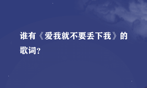 谁有《爱我就不要丢下我》的歌词？