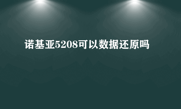 诺基亚5208可以数据还原吗