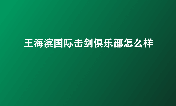 王海滨国际击剑俱乐部怎么样