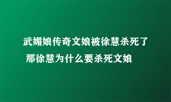 武媚娘传奇文娘被徐慧杀死了 那徐慧为什么要杀死文娘