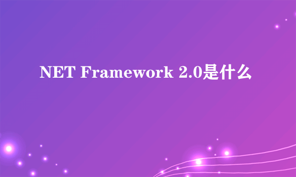 NET Framework 2.0是什么