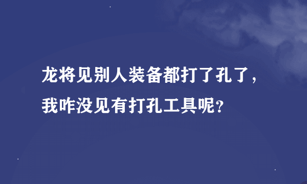 龙将见别人装备都打了孔了，我咋没见有打孔工具呢？