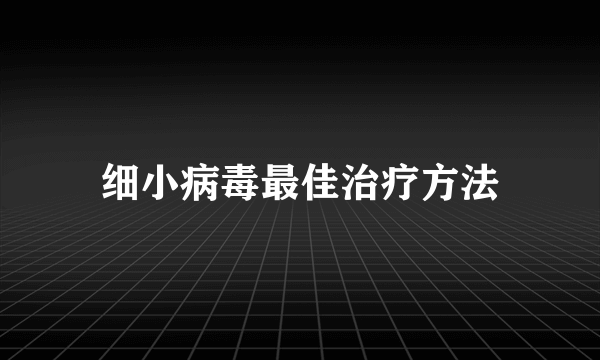 细小病毒最佳治疗方法