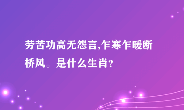 劳苦功高无怨言,乍寒乍暖断桥风。是什么生肖？