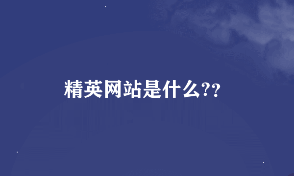 精英网站是什么?？