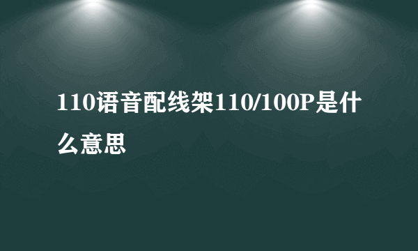 110语音配线架110/100P是什么意思