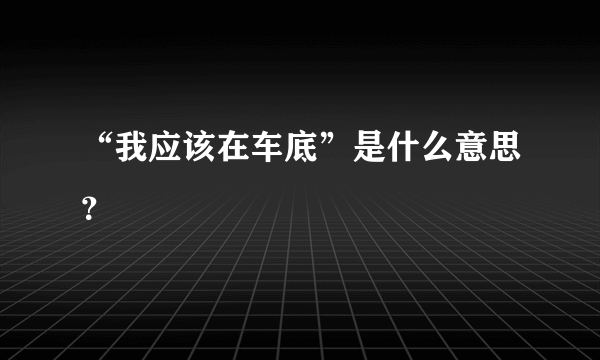 “我应该在车底”是什么意思？