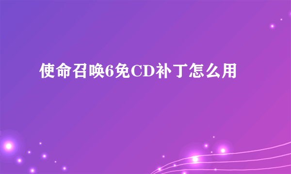 使命召唤6免CD补丁怎么用