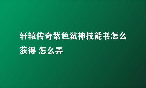 轩辕传奇紫色弑神技能书怎么获得 怎么弄