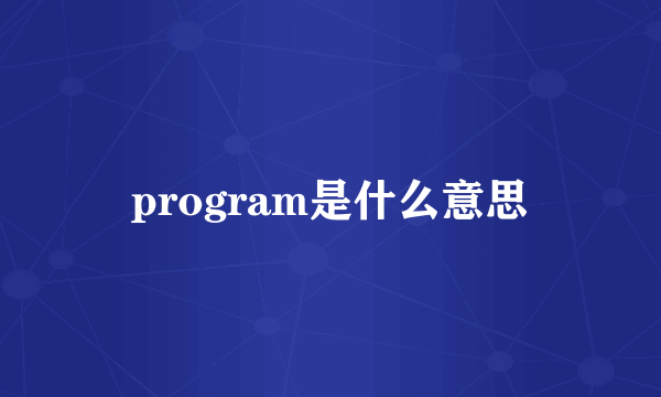 program是什么意思