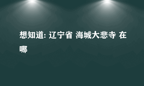 想知道: 辽宁省 海城大悲寺 在哪