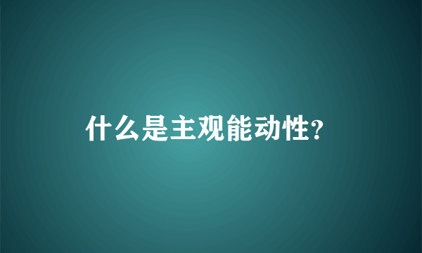 什么是主观能动性？