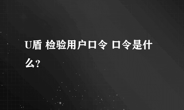 U盾 检验用户口令 口令是什么？