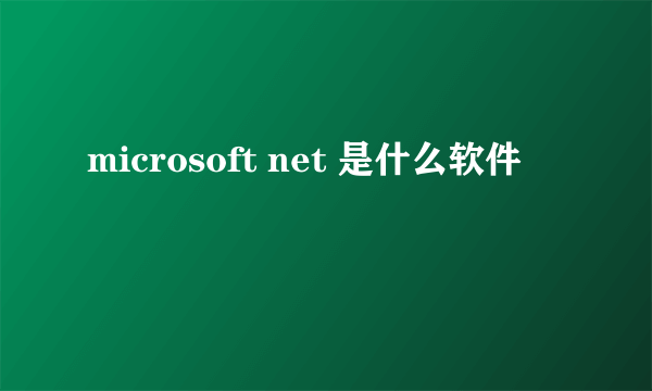 microsoft net 是什么软件