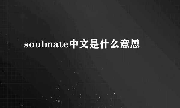 soulmate中文是什么意思