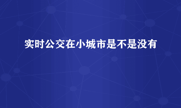 实时公交在小城市是不是没有