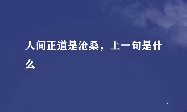 人间正道是沧桑，上一句是什么