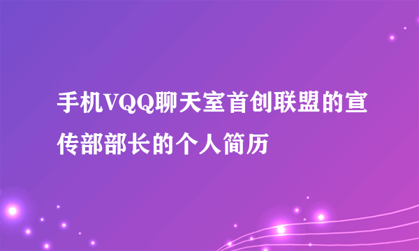 手机VQQ聊天室首创联盟的宣传部部长的个人简历