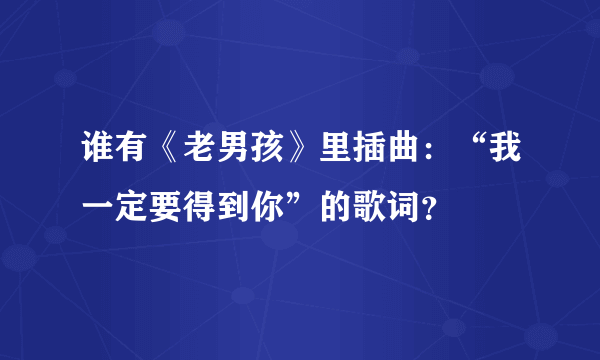 谁有《老男孩》里插曲：“我一定要得到你”的歌词？