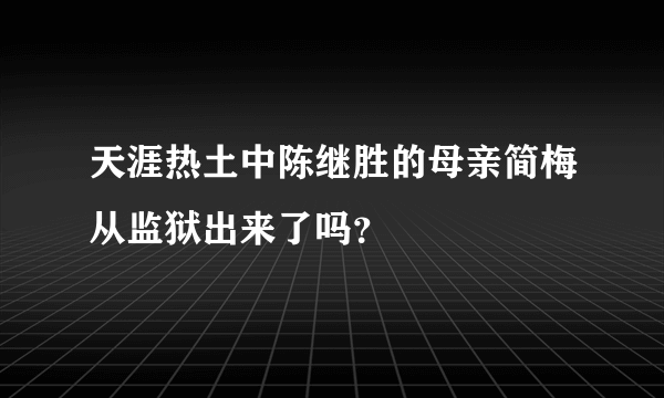 天涯热土中陈继胜的母亲简梅从监狱出来了吗？