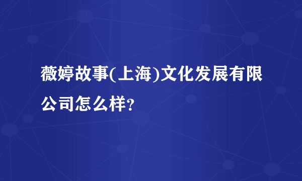 薇婷故事(上海)文化发展有限公司怎么样？