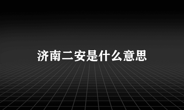 济南二安是什么意思