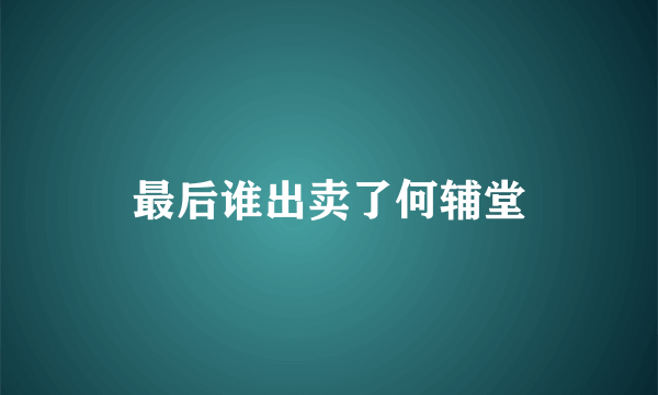 最后谁出卖了何辅堂