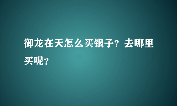 御龙在天怎么买银子？去哪里买呢？